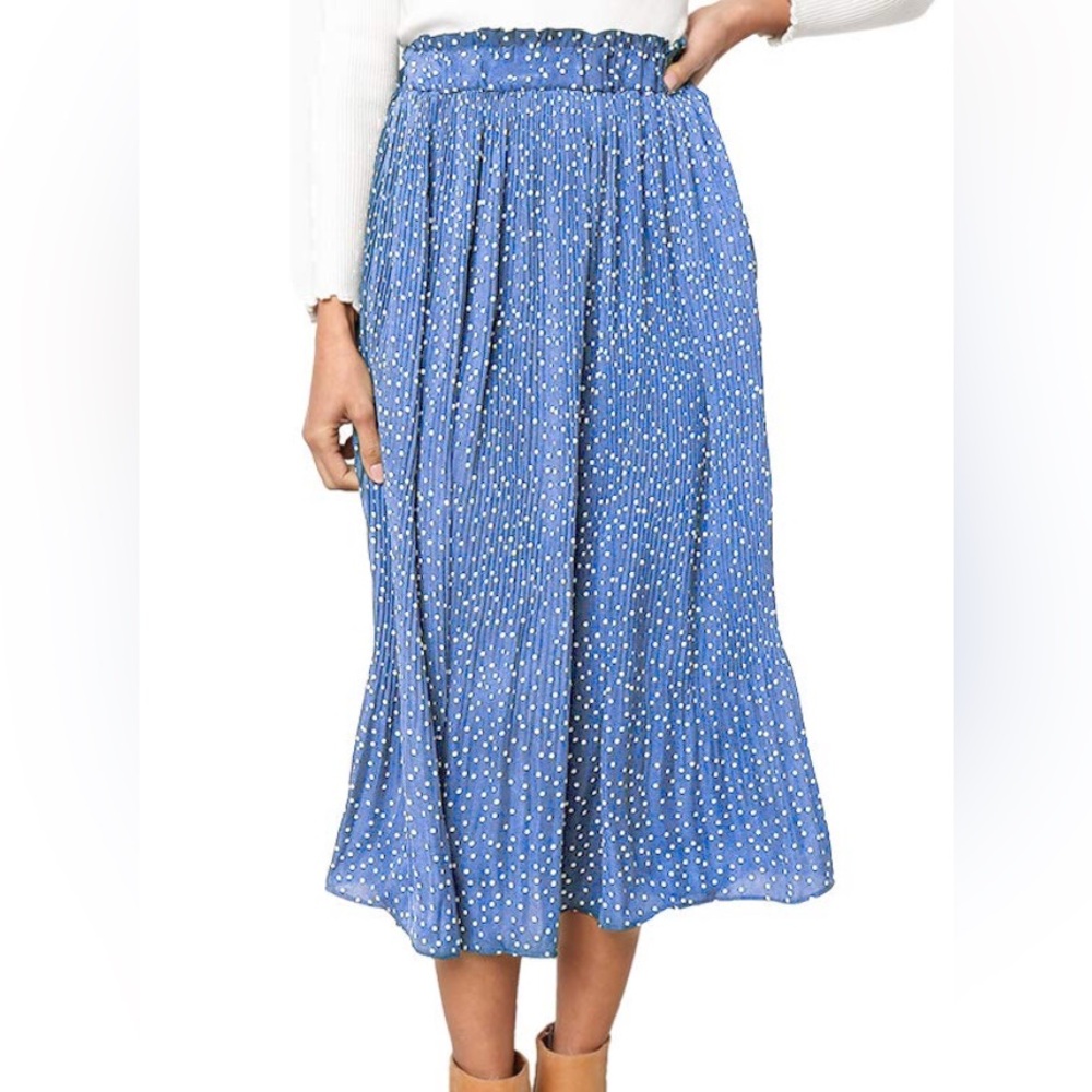 Chic Polka Dot Blue Maxi Skirt